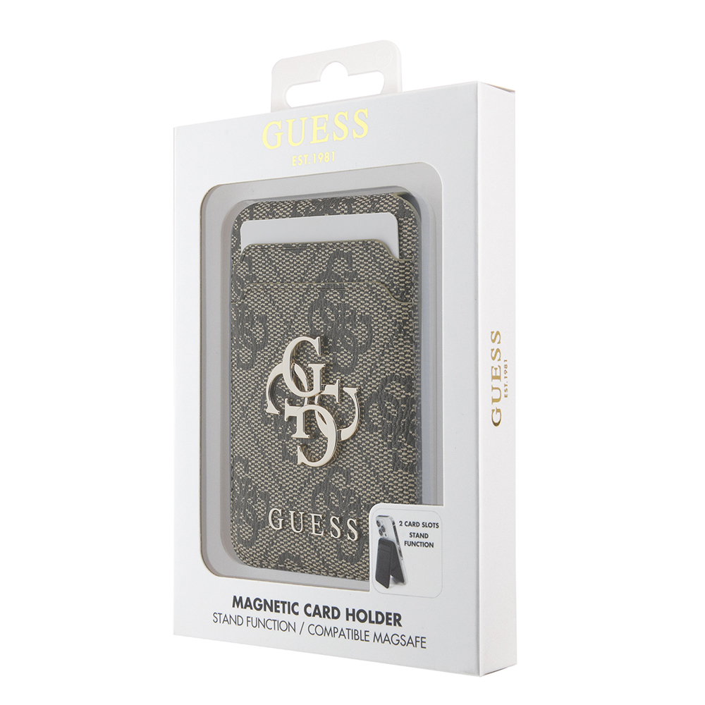 Guess Orjinal Lisanslı PU Deri 4G Desenli Metal Büyük 4G ve Yazı Logolu Standlı Magnetik Kartlık - 6
