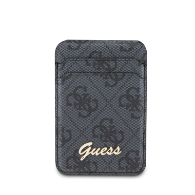 Guess Orjinal Lisanslı 4G Desenli Metal Script Logolu Magnetik Kartlık Siyah