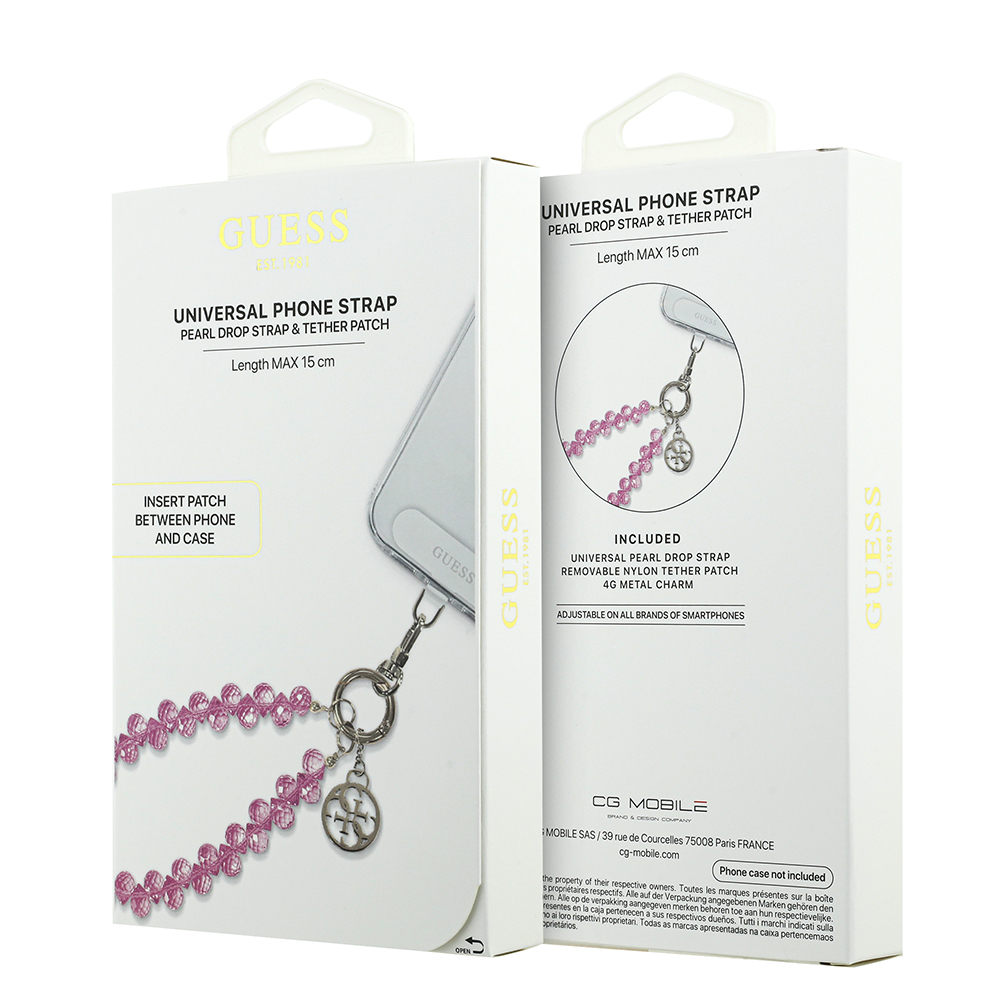 Guess Orjinal Lisanslı 4G Metal Logolu Kristal Taşlı Telefon Bilek Askı Zinciri - 11