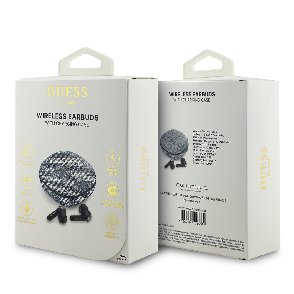 Guess Orjinal Lisanslı PU 4G Desenli Klasik Metal Yazı Logolu TWS Kulak İçi Bluetooth Kulaklık - 10