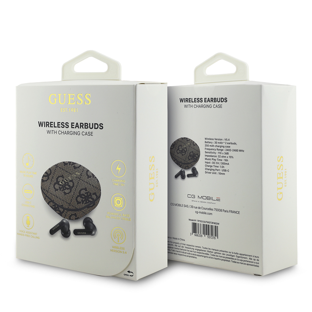 Guess Orjinal Lisanslı PU 4G Desenli Klasik Metal Yazı Logolu TWS Kulak İçi Bluetooth Kulaklık - 25