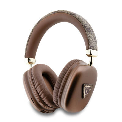 Guess Orjinal Lisanslı PU 4G Desenli Üçgen Logolu Kulak Üstü Bluetooth Kulaklık Kahverengi