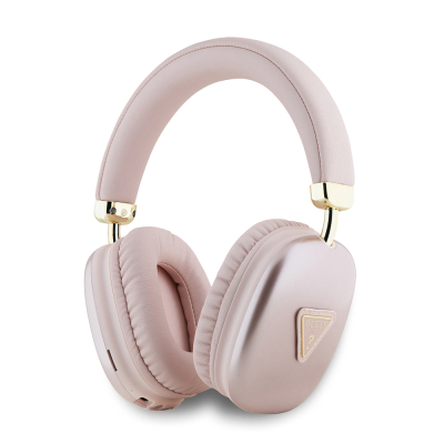 Guess Orjinal Lisanslı PU Üçgen Logolu Kulak Üstü Bluetooth Kulaklık Pembe