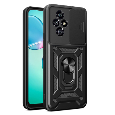 Honor 200 Case with Magnetic Stand Camera Protection Zore Sürgülü Vega Cover Black