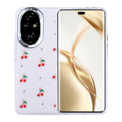 Honor 200 Pro Case Airbag Design Glitter Transparent Zore Kutup Cover Kiraz