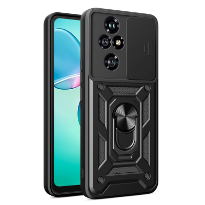 Honor 200 Pro Kılıf Magnetik Standlı Kamera Korumalı Zore Sürgülü Vega Kapak Siyah