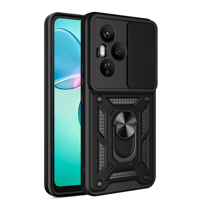 Honor 400 Pro Kılıf Magnetik Standlı Kamera Korumalı Zore Sürgülü Vega Kapak Siyah