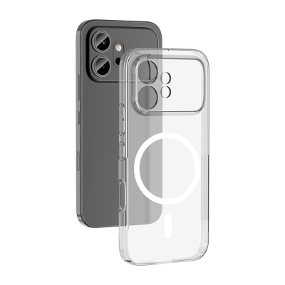 Honor 600 5G Camera Protected M-Safe Charging Transparent Zore London Hard PC Case Şeffaf