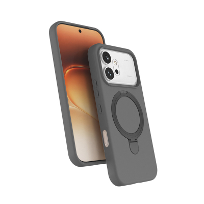 Honor 600 5G Case M-safe Charging Stand Zore Samara Cover Titanyum-Gri