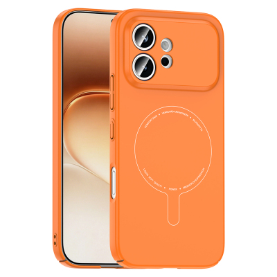Honor 600 5G Case with M-Safe Charging Feature and Camera Protection - Zore Elio Hard PC Cover Orange