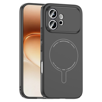 Honor 600 5G Case with M-Safe Charging Feature and Camera Protection - Zore Elio Hard PC Cover Black