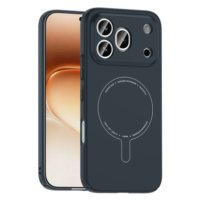 Honor 600 Pro 5G Case with M-Safe Charging and Camera Protection - Zore Elio Hard PC Cover Navy blue