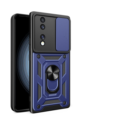 Honor 70 Case with Magnetic Stand Camera Protection Zore Sürgülü Vega Cover Blue