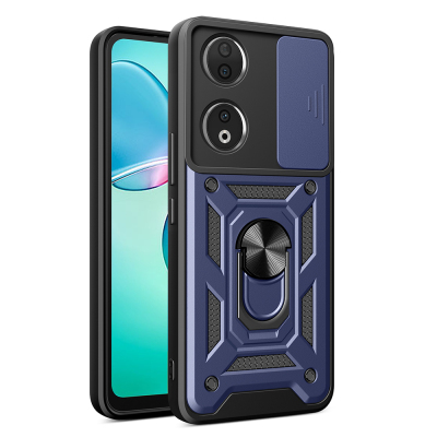 Honor 90 Case with Magnetic Stand Camera Protection Zore Sürgülü Vega Cover Blue