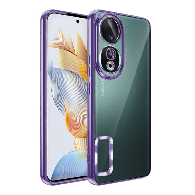 Honor 90 Kılıf Kamera Korumalı Logo Gösteren Zore Omega Kapak Derin Mor