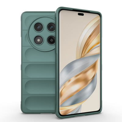 Honor Magic 7 Lite Kılıf Esnek TPU Oyuklu Arka Yüzey Tasarımlı Zore Etnik Silikon Kapak Koyu Yeşil