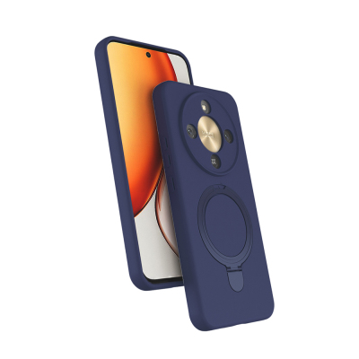 Honor Magic 8 Lite 5G Kılıf M-safe Şarj Özellikli Standlı Zore Samara Kapak Lacivert