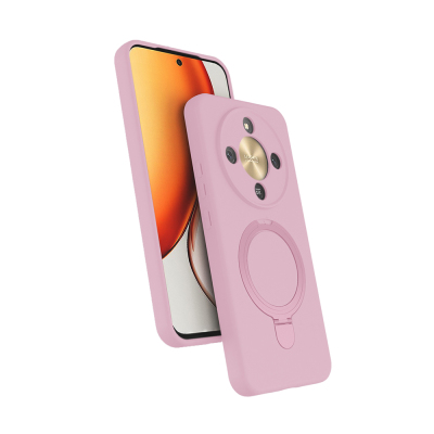 Honor Magic 8 Lite 5G Kılıf M-safe Şarj Özellikli Standlı Zore Samara Kapak Pembe