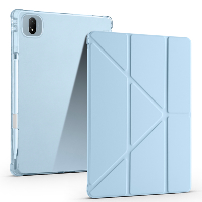 Honor MagicPad 2 Kılıf Zore Tri Folding Kalem Bölmeli Standlı Kılıf Mavi