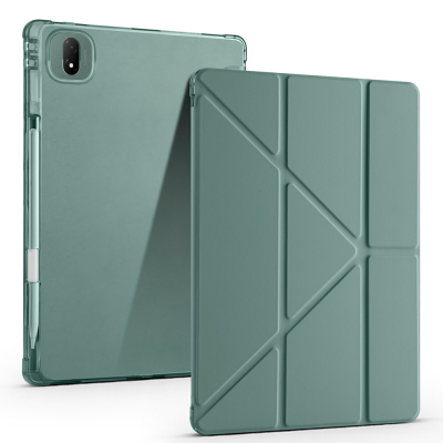 Honor MagicPad 2 Kılıf Zore Tri Folding Kalem Bölmeli Standlı Kılıf Koyu Yeşil