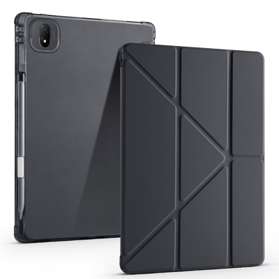 Honor MagicPad 2 Kılıf Zore Tri Folding Kalem Bölmeli Standlı Kılıf Siyah