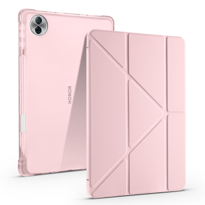 Honor Pad 10 12.1 Case Zore Tri Folding Stand Case with Pen Compartment Rose Gold
