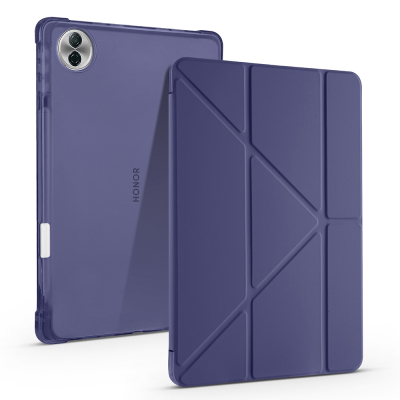 Honor Pad 10 12.1 Kılıf Zore Tri Folding Kalem Bölmeli Standlı Kılıf Lacivert