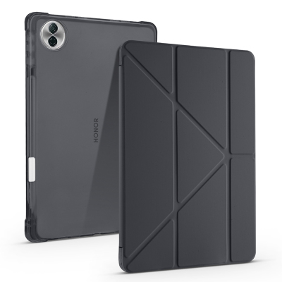 Honor Pad 10 12.1 Kılıf Zore Tri Folding Kalem Bölmeli Standlı Kılıf Siyah