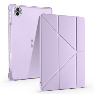 Honor Pad 10 12.1 Kılıf Zore Tri Folding Kalem Bölmeli Standlı Kılıf Lila