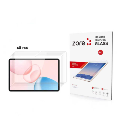 Honor Pad 10 Zore 5in1 Tablet Tempered Glass Screen Protector Şeffaf