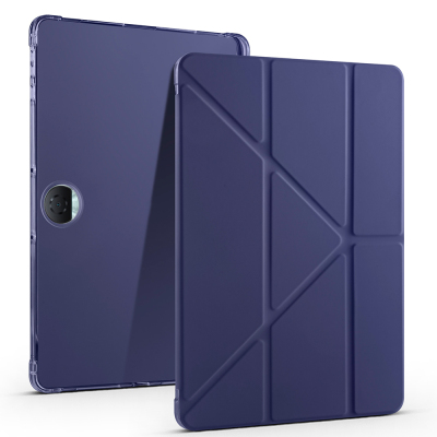 Honor Pad 9 Case Zore Tri Folding Pen Compartment Stand Case Navy blue