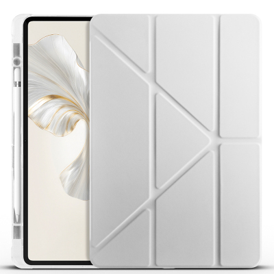 Honor Pad 9 Kılıf Zore Tri Folding Kalem Bölmeli Standlı Kılıf Gri