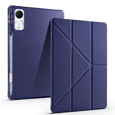 Honor Pad V9 Kılıf Zore Tri Folding Kalem Bölmeli Standlı Kılıf Lacivert