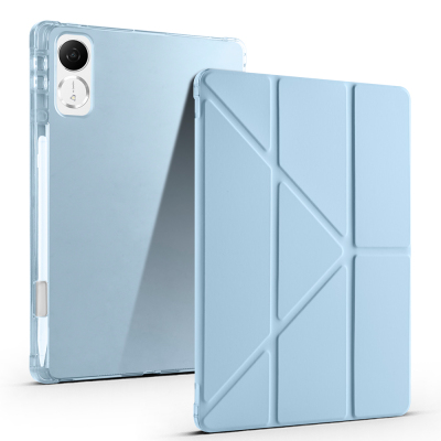 Honor Pad V9 Kılıf Zore Tri Folding Kalem Bölmeli Standlı Kılıf Mavi