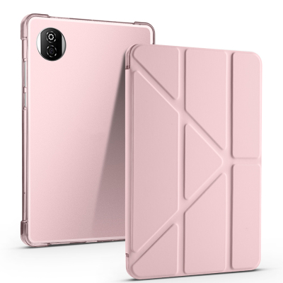Honor Pad X7 8.7 Case Zore Tri Folding Stand Case with Pen Compartment Rose Gold