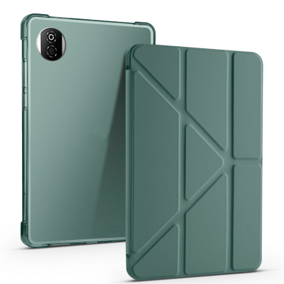 Honor Pad X7 8.7 Kılıf Zore Tri Folding Kalem Bölmeli Standlı Kılıf Koyu Yeşil