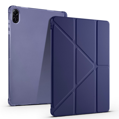 Honor Pad X8A Case Zore Tri Folding Stand Case with Pen Compartment Navy blue