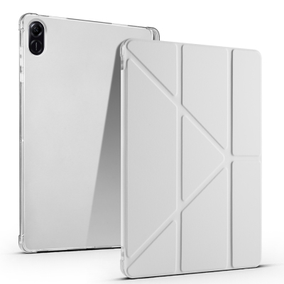 Honor Pad X8A Case Zore Tri Folding Stand Case with Pen Compartment Grey