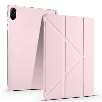 Honor Pad X8A Case Zore Tri Folding Stand Case with Pen Compartment Rose Gold