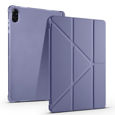 Honor Pad X8A Kılıf Zore Tri Folding Kalem Bölmeli Standlı Kılıf Mor