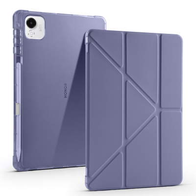 Honor Pad X9 Pro Case Zore Tri Folding Pen Compartment Stand Case Purple