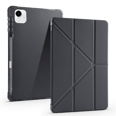 Honor Pad X9 Pro Kılıf Zore Tri Folding Kalem Bölmeli Standlı Kılıf Siyah