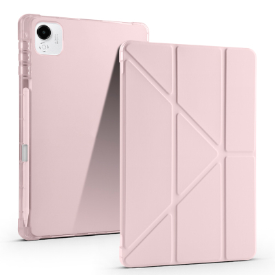 Honor Pad X9A Case Zore Tri Folding Pen Compartment Stand Case Rose Gold