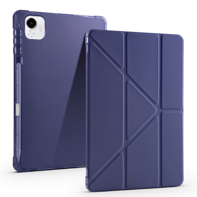 Honor Pad X9A Kılıf Zore Tri Folding Kalem Bölmeli Standlı Kılıf Lacivert