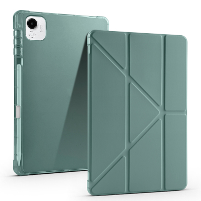 Honor Pad X9A Kılıf Zore Tri Folding Kalem Bölmeli Standlı Kılıf Koyu Yeşil