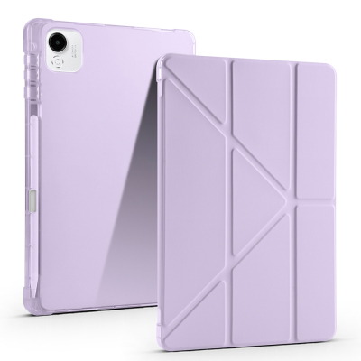 Honor Pad X9A Kılıf Zore Tri Folding Kalem Bölmeli Standlı Kılıf Lila
