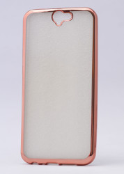 HTC One A9 Kılıf Zore Lazer Kaplama Silikon Rose Gold
