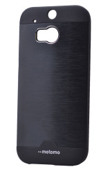 HTC One M8 Kılıf Zore Metal Motomo Kapak Siyah