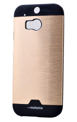 HTC One M8 Kılıf Zore Metal Motomo Kapak Gold