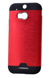 HTC One M8 Kılıf Zore Metal Motomo Kapak Kırmızı